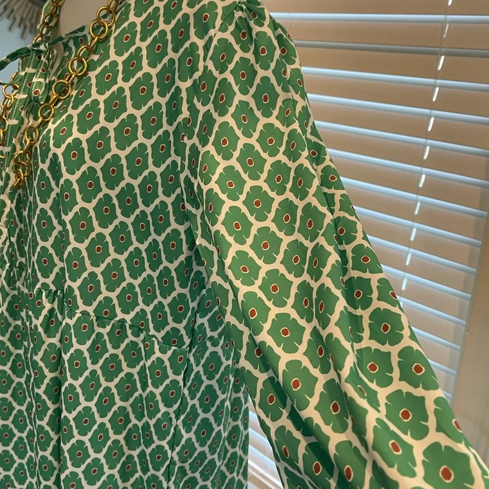 Green Lantern Sleeve Printing Long boho Dress - Picture 6 of 11